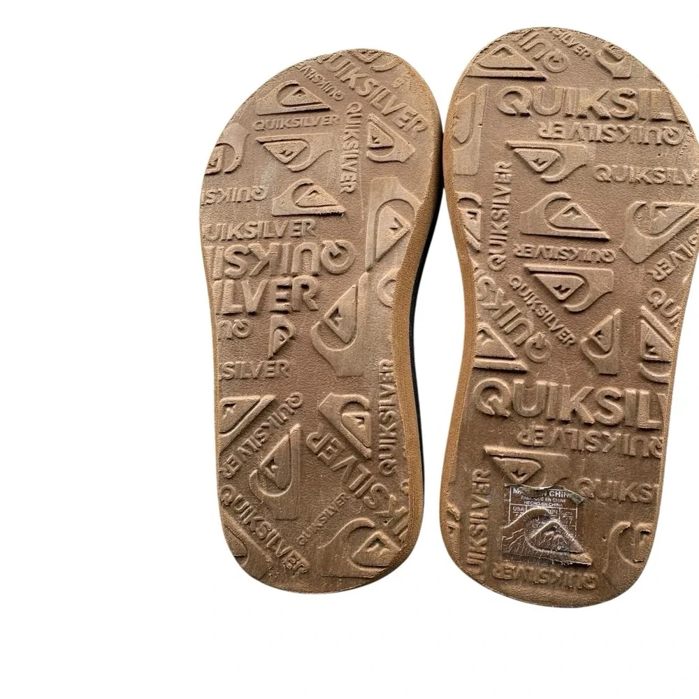 Quiksilver Boys Black Flip Flops Youth Sandals Size 7 Adjustable‎ Strap